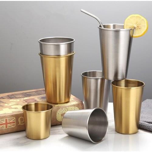 230/350/500ml 304 Stainless Steel Beer Mugs Coffee Cup Tea Cold Drinks Water Milk Cups Household Drinkware Kitchen Utensils