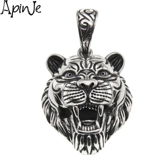 Apinje Zodiac Sign Necklaces Pendants For Men Women 925 Sterling Silver Domineering Tiger Personality Jewelry