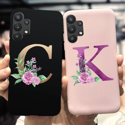 For Samsung Galaxy A32 Cover A 32 SM-A326B Thin Fundas Soft Matte TPU Alphabet Letter Flower Silicone Case For Samsung A32 Capas