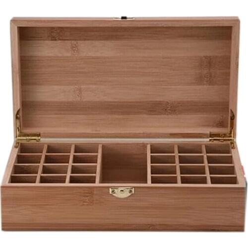 Wood Storage Box 25 Compartment Essential Oil Storage Boxes Easy to Carry Earthquake Prevention Essential Oil Wood Box