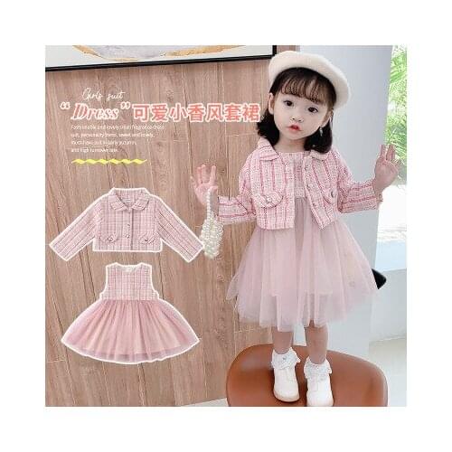 Childrens Girls Dress Sets 2021 Spring and Autumn Small Fragrance Girls Suit Korean Baby Girl Princess Dress Baby Jacket Suits