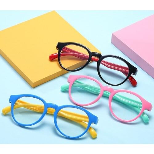 Anti Blue Light Kids Glasses Children Boy Girls Computer Optical Round Frame Reflective Blocking Eyewear Filter Silicone goggles