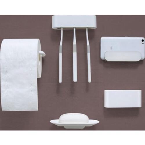 Ecofresh bathroom five-piece suit 3M hook soap box toothbrush box paper towel holder mobile phone holder