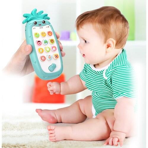 2 in 1 Toy Combines Mobile phone & Teether with Light Music & Sounds Silicone Teether Baby Smartphone Toy for Baby 6 Months