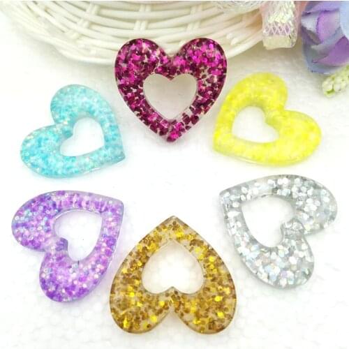 10 pcs Kawai lovely heart-shaped flat back Sequin resin Kapoor clip Book DIY decoration accessories