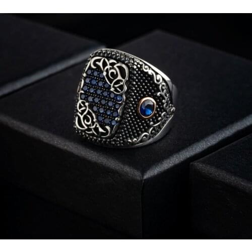 Rings 925 Sterling Silver Zircon Stone ring Jewelry Made in Turkey in a luxurious way for men with gift