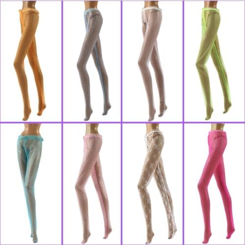 Colorful Fashion Pantyhose For Barbie Doll Clothes Mesh Stocking Lace Bottoms Trousers Pants Legging 1/6 Doll Accesssories