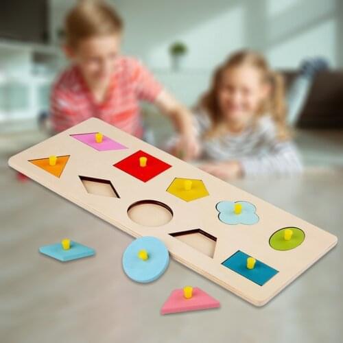 Toddlers Sensory Toys Colorful Geometric Peg Puzzles Shapes Matching Board for Kids 3-5 Years Old