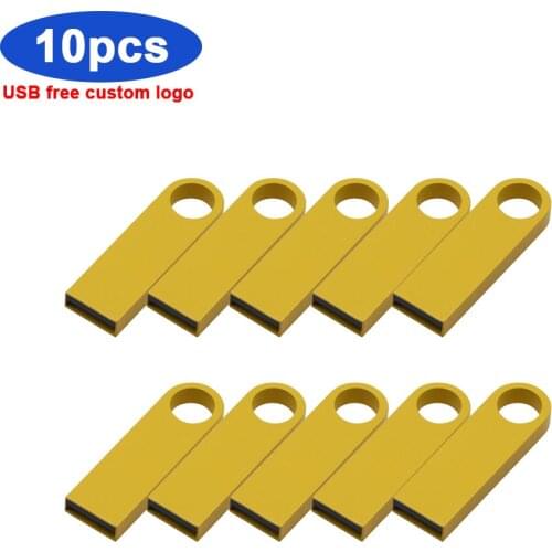 Bulk 10pcs metal 128GB 64GB cle usb flash drive 32GB 4GB high speed pen drive 8GB flash usb 2.0 memoria usb stick free logo gift
