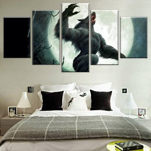 Modular HD Print 5 Piece Scary Werewolf Abstract Canvas Painting Poster Wall Artist Residence Decorative Wall Painting