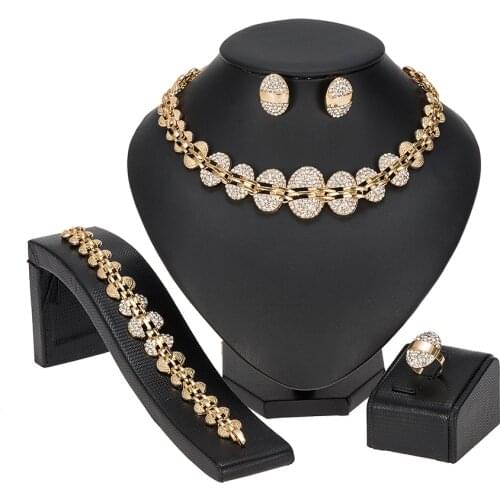 MUKUN Dubai Fashion Jewelry Sets Charm Women Gold Necklace Bracelet Earrings Ring Crystal Jewelry Wedding Bridal Jewelry Set