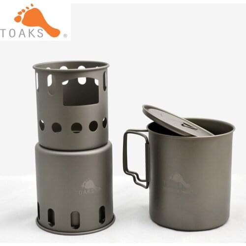 TOAKS Titanium 750ml Pot and Wood Stove Combo Set POT-750 & STV-12