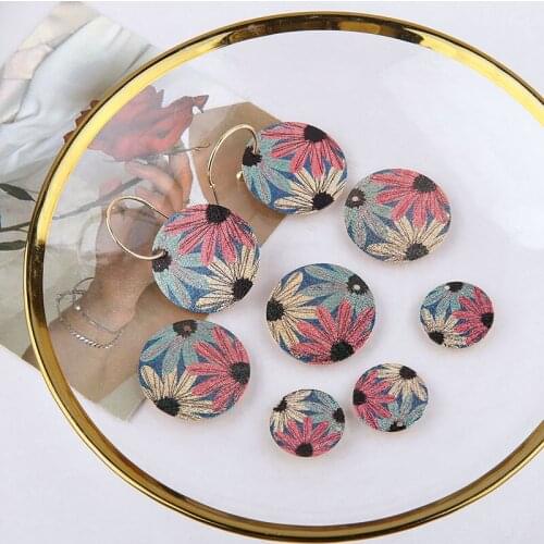 National style 30pcs/lot geometric round shape Flower pattern copper charms diy jewelry earrings/necklace accessory