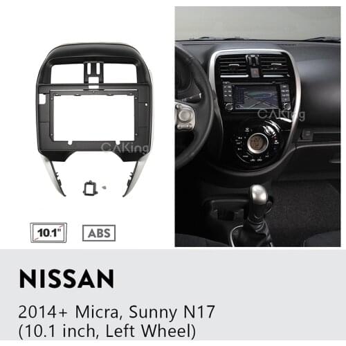 10.1 inch Car Fascia Panel for Nissan Micra Sunny N17 2014+ LHD Audio Adapter DVD Player Frame Facia Plate Trim Bezel Dash Kit