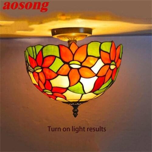 AOSONG Tiffany Ceiling Light Contemporary Creative Lamp Fixtures LED Home For Living Dining Room