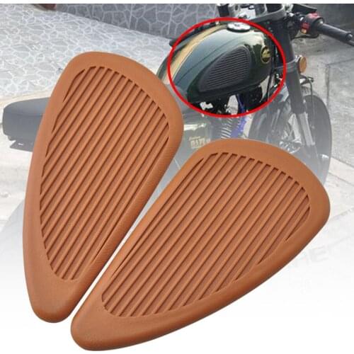 Brown Motorcycle Gas Fuel Oil Tank Traction Pad Protector Sticker Retro Anti Slip Side Decal Universal For Harley Honda Triumph