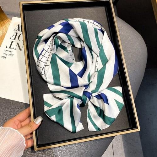 Luxury Brand Silk Scarf Women Satin Neck Band Soft neckerchife 2021 NEW Hijab Head Female Foulard Scarves Office Ladies Shawl