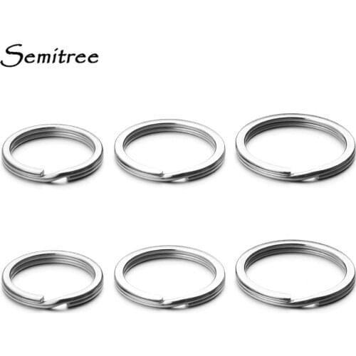 Semitree 304 Stainless Steel 10pcs Split Rings Keychain Key Ring Flat Key Holder Keyfob DIY Keyrings Jewelry Making Accessories