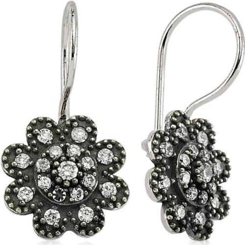 Silverlina Silver Dangle Flower Earrings