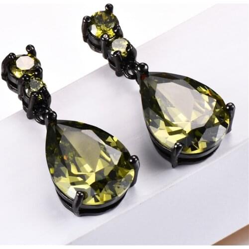 Bamos 9Colors Simple Water Drop Earrings White/Red/blue Piercing Dangle Earrings Black Gold Filled Crystal Jewelry For Women