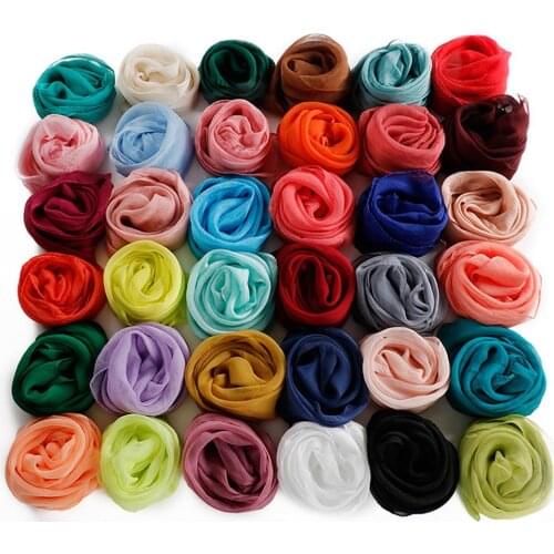 Solid Women Scarf Faux Silk Square Neck Scarves Men Bandana Hip Hop Handkerchief Rings Female Bufanda Mujer for Boys Girls Gift