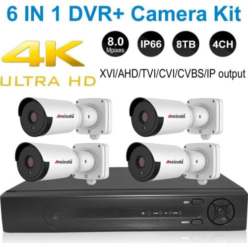 4K CCTV Security camera System coaxial control 4CH 8MP 6 in1 AHD DVR Kit IR outdoor Video Record Surveillance System ONVIF P2P