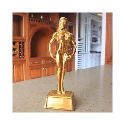 Sculpture of Bruce Golden silver Bodybuilding competition trophy fitness room Fitness Muscle Male Room Decoration doll