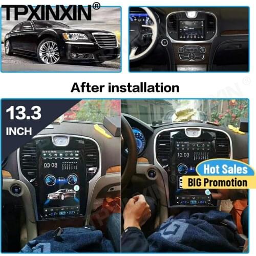 64G Tesla Screen Android Car Radio Stereo Receiver For Chrysler 300C 2013 2014 2015 2016 2017 2018 2019 Audio Recorder Head Unit