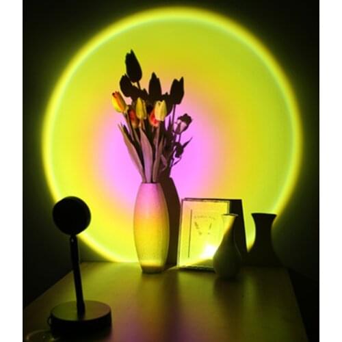 USB LED Night Light Atmosphere Rainbow Sunset Projector Lamp for Home Coffee shop Background Wall Decoration Led Table Lamps