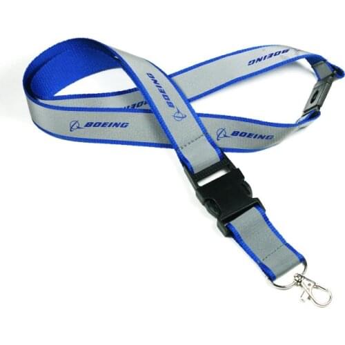 Luminated Refective Lanyard for Pilot License ID Holder, Blue Gray Wide Lanyard for Flight Crew Airman