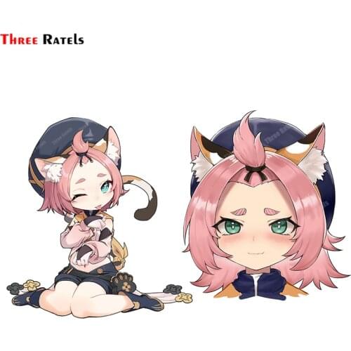 Three Ratels A706 Anime Game Diona Genshin Impact Decal For Windshield& Mirror Decoration Vinyl Material Stickes