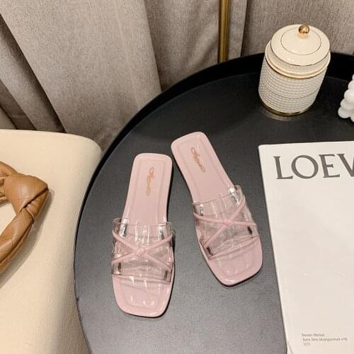 Foreign trade fashion slippers women wear 2021 summer new Korean version of the word trawl red beach cool drag slippers