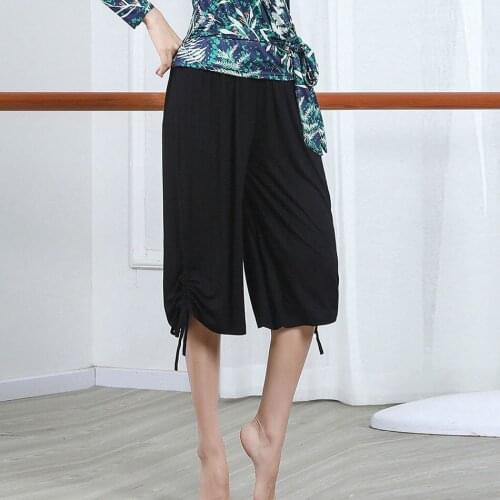 2021 New CM038 Striped Knee Long Design Female Latin Dance Pants Women Dancing Suit for Ballroom Belly Dancing Performamnce