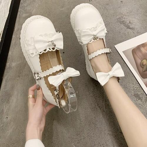 Japanese Lolita Womens Shoes Cute Loli Shallow Mouth round Head Doll kawaii lolita shoes New Small Shoes womens shoes