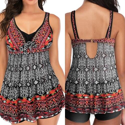 Womens Bikini Plus Size Swimwear Print Swimsuit High Waist Two-piece Suits Sexy Bathing Suit Push Up Beachwear Summer Tankini