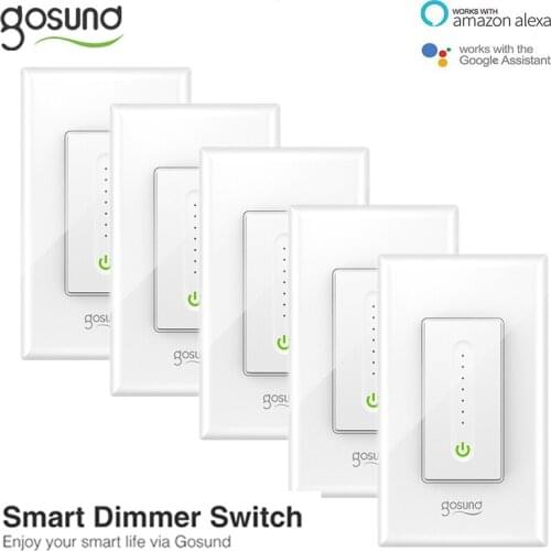 1-5PCS US Wi-Fi In-Wall Smart Light Dimmer Switch Smart Home Remote Control Via Gosund/ Voive/ Touch Work With Alexa Google Home
