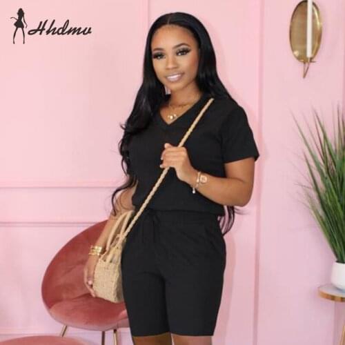 2020 Hot List Simple Fresh Clear Solid Casual Young Tracksuits Short Sleeve Short Pants Waist Braid Slim Women 2 Piece Set