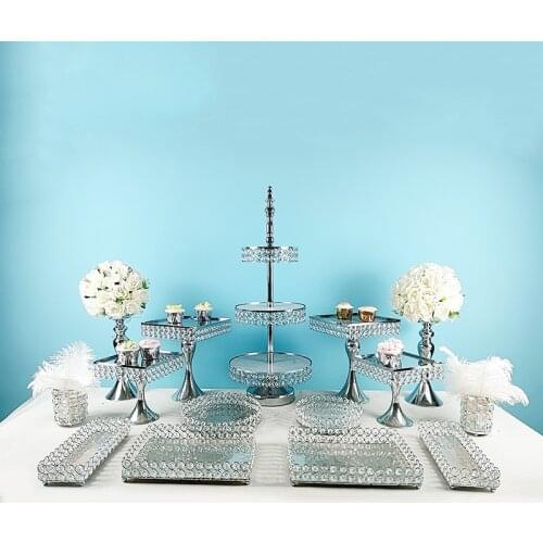 3pcs -17pcs Square Cake Stand High Base Cupcake Plate Party Filming Props Dessert Dish Wedding Tray Decoration Display
