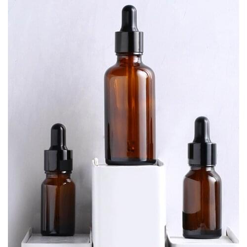 30pcs Empty Dropper Bottle Amber Essential Oil Glass Aromatherapy Liquid Brown 5ml-100ml Massage Pipette Refillable Drop Bottles