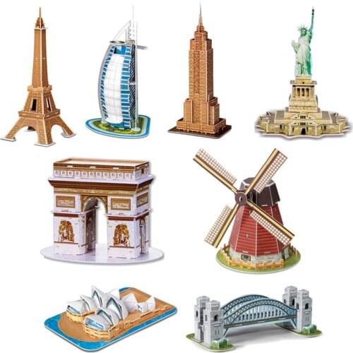 3D Mini Magic world Architecture Eiffel Tower Statue of Liberty card paper 3d Puzzle building models educational toys Kids