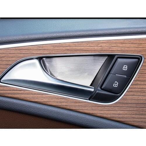 Car Interior Door Bowl Decoration Frame Cover Trim Stainless Steel Stickers 4pcs For Audi A6 C7 2012-18 Auto Accessories