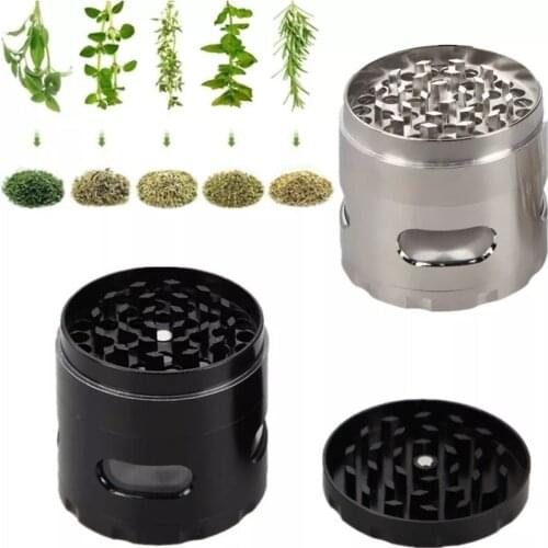 4-layers Zinc Alloy Grinder for Smoking Weed 55mm*54mm Side Window Tobacco Shredder Herb Grinders Spice Crusher Gift for Men