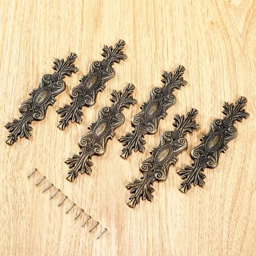 6Pcs Vintage metal Decorative Corner Bracket for Chest Case Box Furniture Wooden Box Feet Corner Protector Furniture Fittings