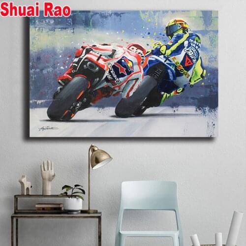 Racer motorcycle diamond painting full square round diamond mosaic portrait 5 d cross stitch embroidery Popular home art gift
