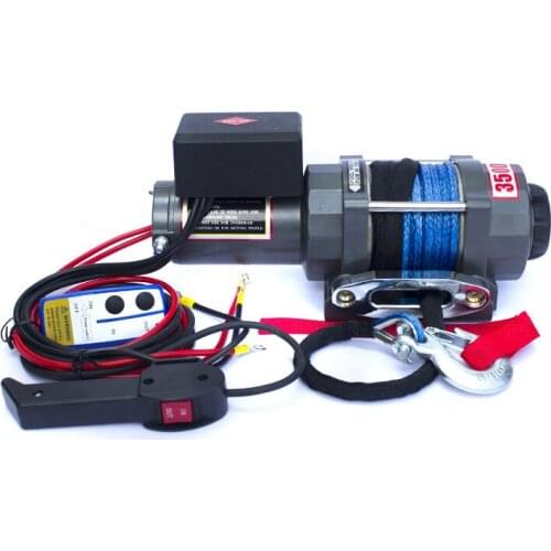 Car electric winch 12V / 24V 3500lbs electric winch nylon rope with wireless remote control car winch