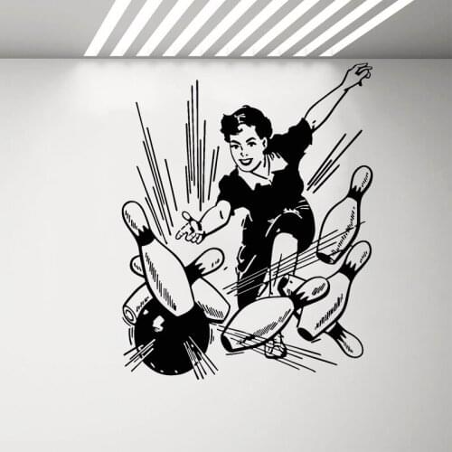 Bowling Club Center Wall Sticker Balls Decal Recreation Girl Bedroom Wall Decoration Living Room Decor Leisure Sport Stickers