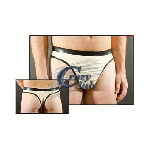 Crazy club_ New Men Latex Fetish Underwear ultra-shiny triangle thong sexy latex shiny metal skin elasticity rubber underwear