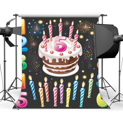 Happy Birthday Backdrop Sweet Baby Cake Smash Alphabet Numbers Candles Bokeh Sequins Wallpaper Photography Background