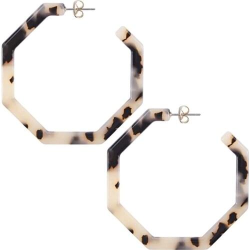 Classic Acrylic Resin Hoop Earrings for Women Statement Fashion Geometric Octagon Earrings