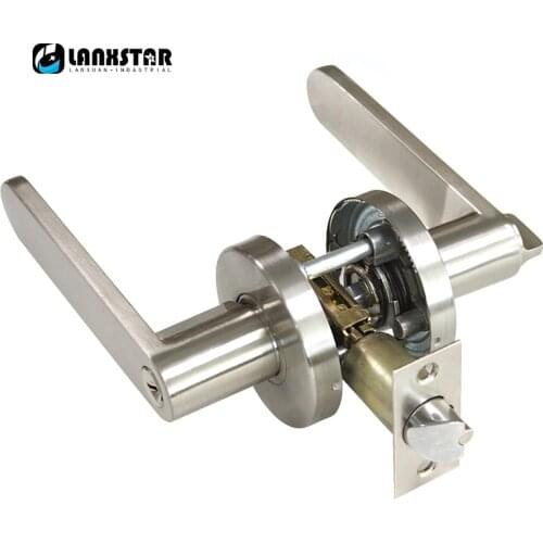 With Key Design Classic Stainless Steel Security Door Lock Room-door Safe Locks Satin Nickel Color Handles Entrance-door Locker